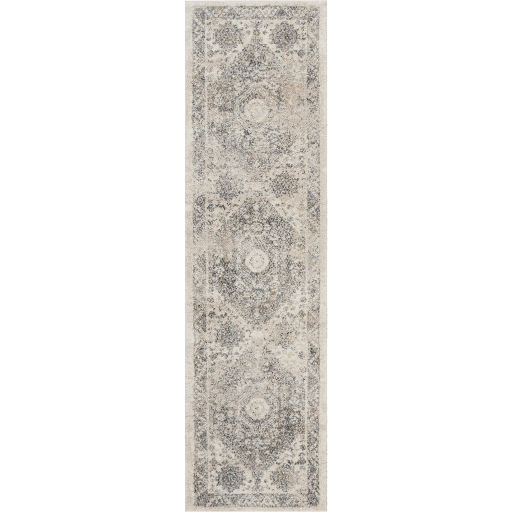 Nourison Home Fusion FSS11 Two-Color Indoor Runner - Vintage Style Power Loomed Medium Pile Runner with Medallion Design-