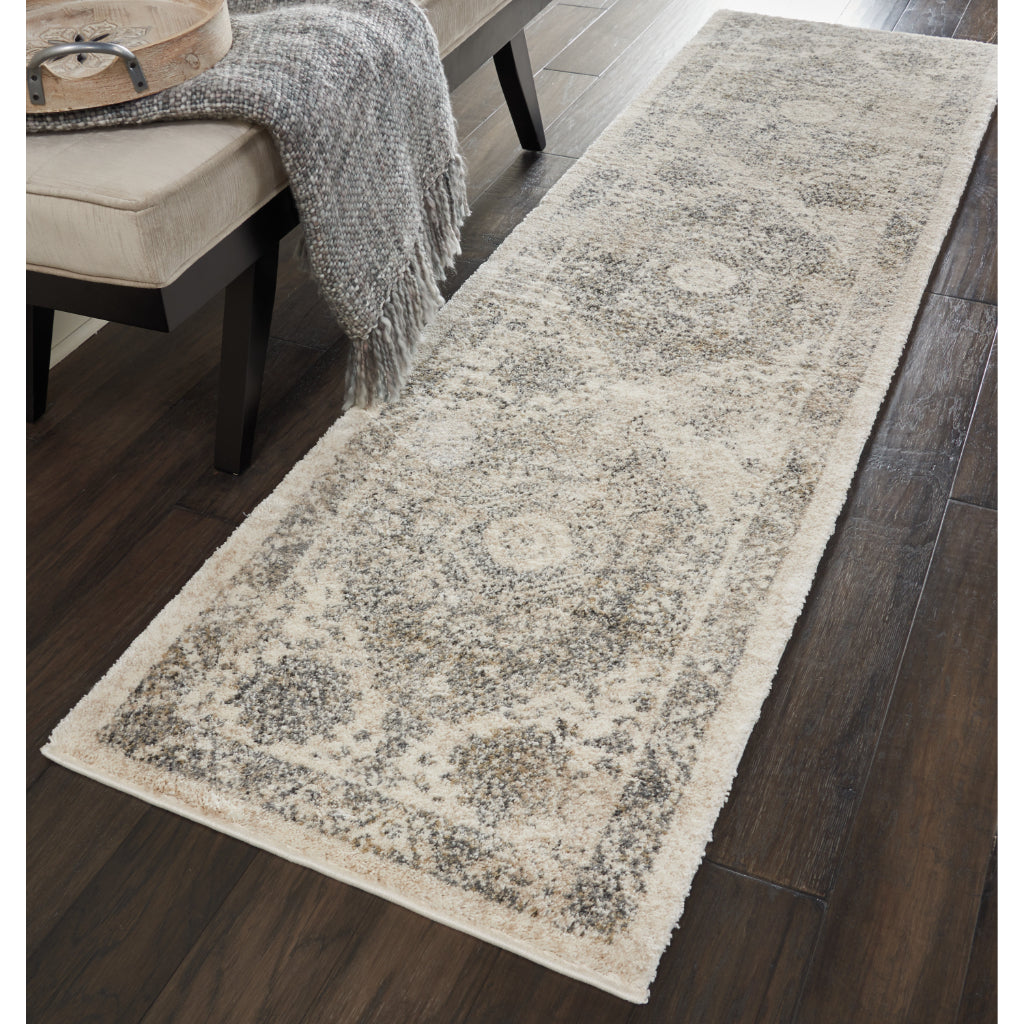 Nourison Home Fusion FSS11 Two-Color Indoor Runner - Vintage Style Power Loomed Medium Pile Runner with Medallion Design-