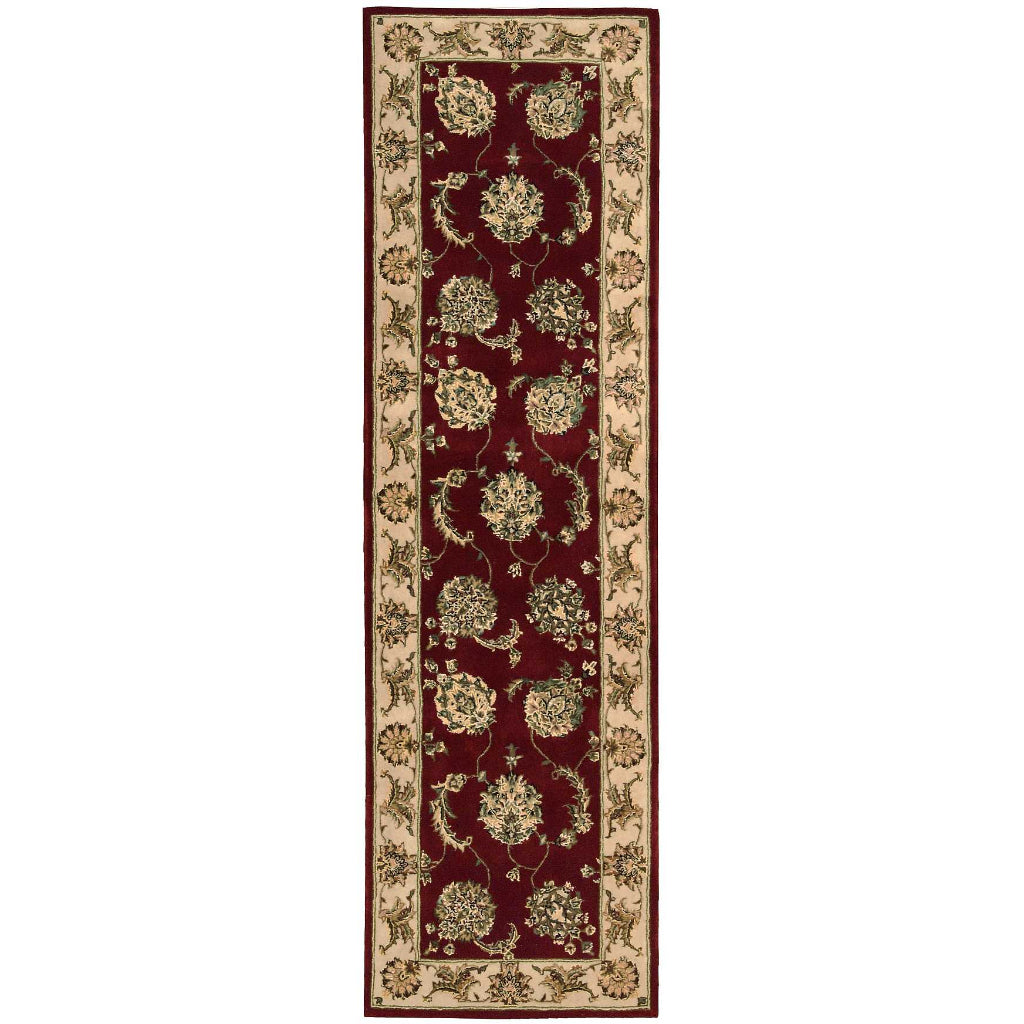 Nourison Home Nourison 2000 Multicolor 2022 Indoor Runner - Elegant Wool &amp; Silk Floral Runner with Red Background