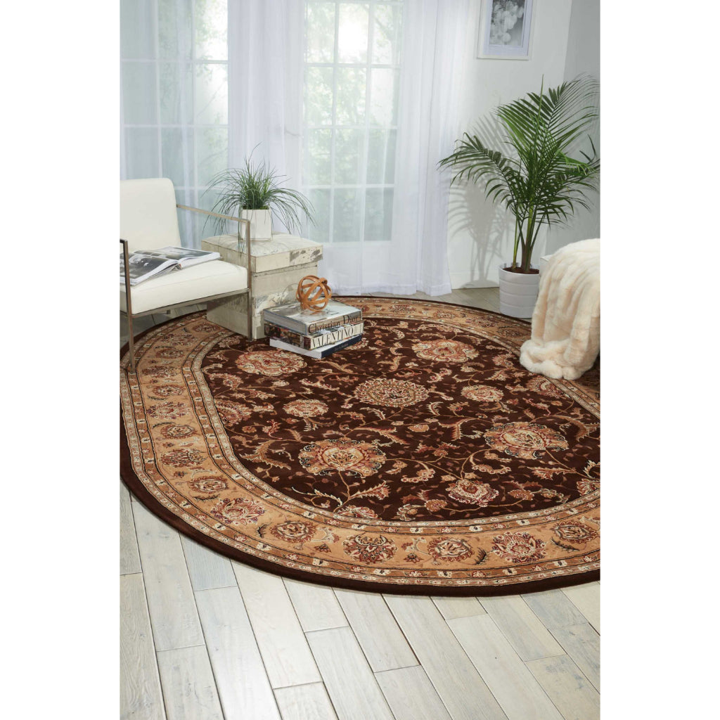 Nourison Home Nourison 2000 Multicolor 2206 Indoor Oval Area Rug - Premium Wool &amp; Silk Floral Rug with Dark Brown Background