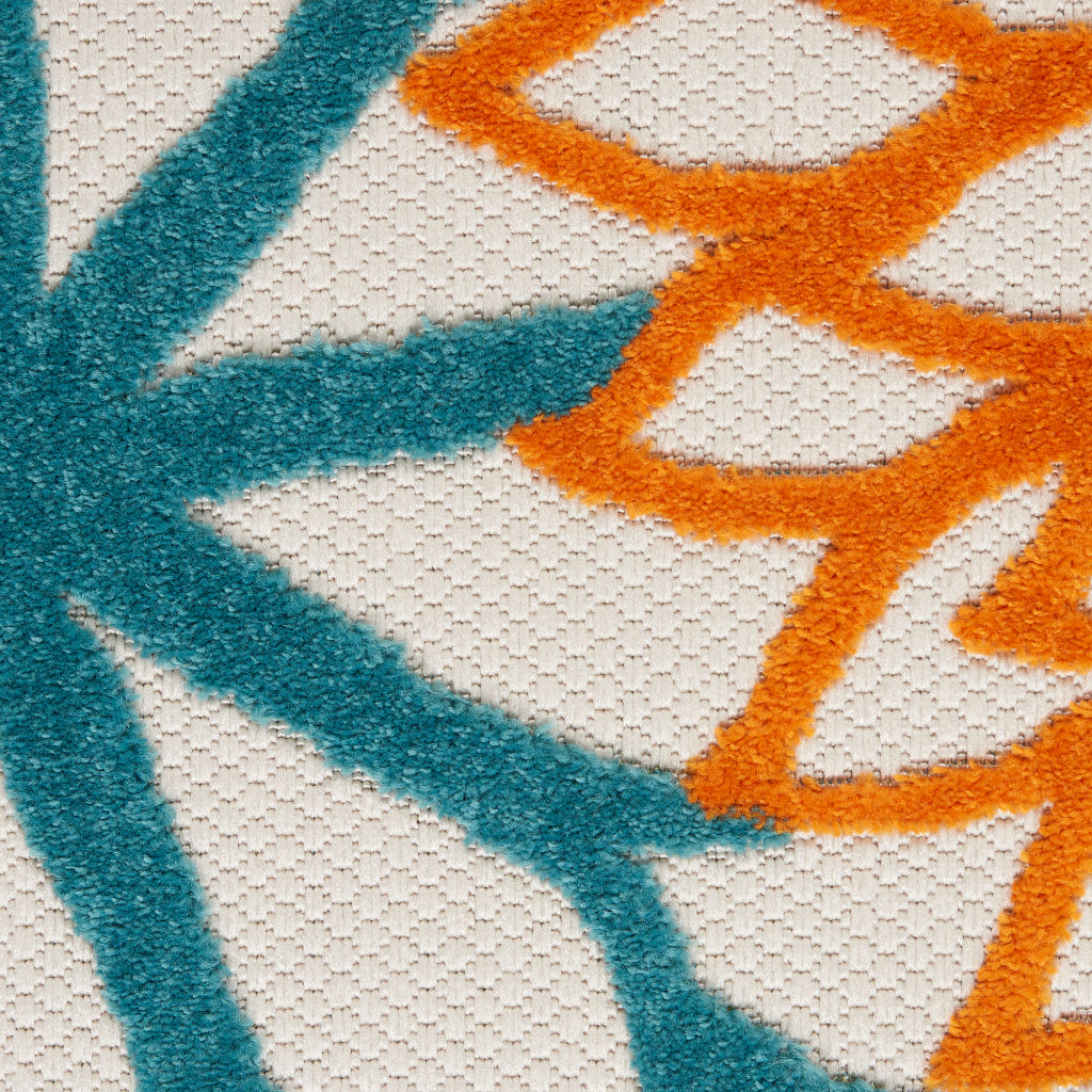 Nourison Home Aloha Indoor / Outdoor Machine Made Turquoise Multicolor ALH05 Area Rug - Premium Stain-Resistant Round, Rectangle & Runner Rug Made of 100% Polypropylene-