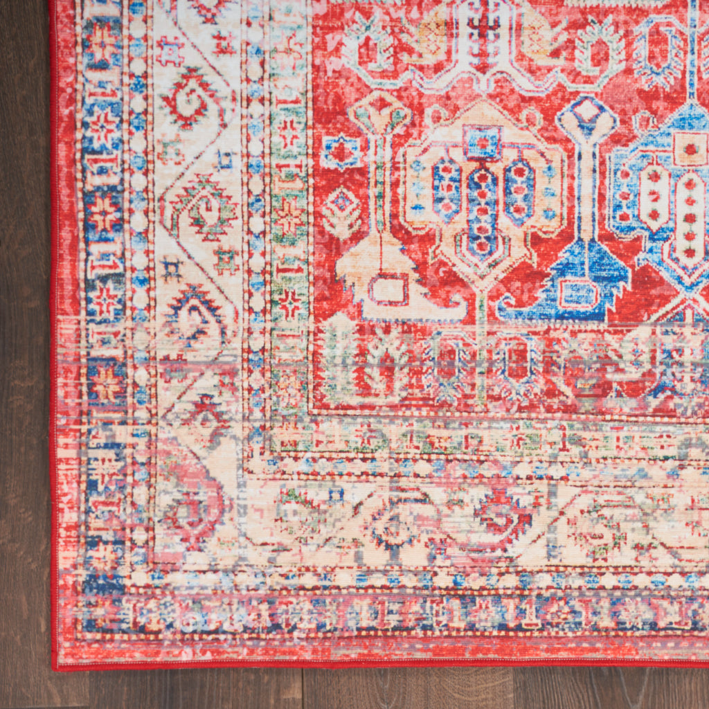 Nourison Home Fulton FUL09 Multicolor Indoor Rectangle Area Rug - Vintage Style Flatweave Low Pile Rug with Shades of Red