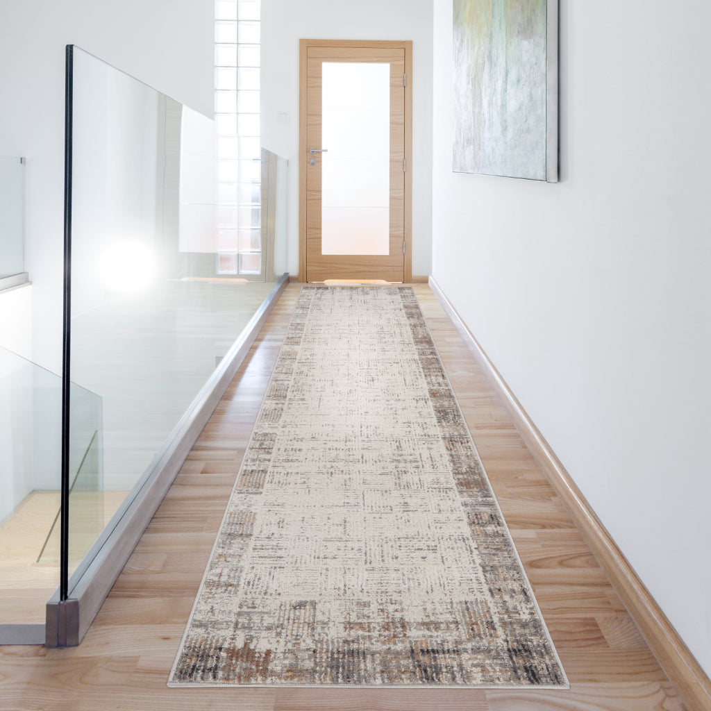 Nourison Home Elation ETN05 Two-Color Indoor Runner - Power Loomed Low Pile Hallway Runner with Gray Border-