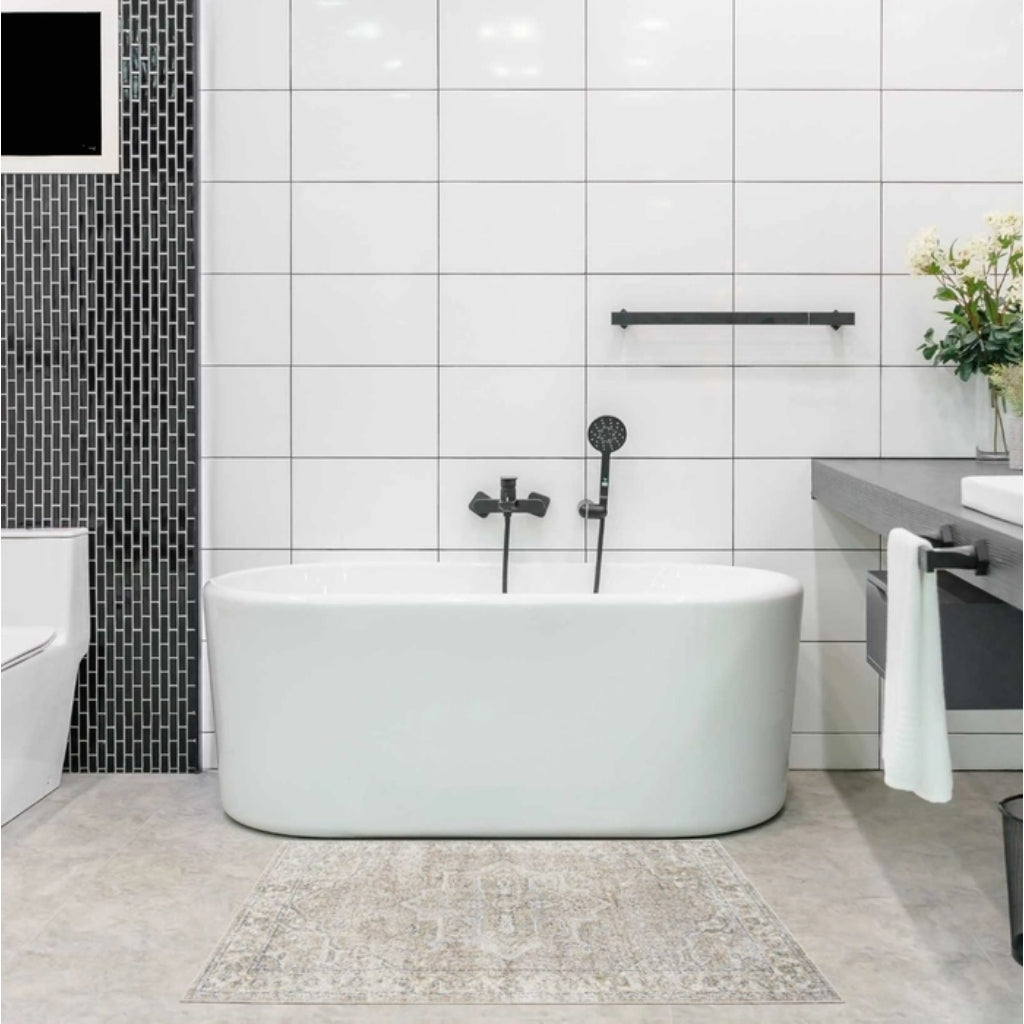 Nourison Home Astra ASW12 Rectangle Multicolor Machine Washable Rug - Power Loomed Persian Rug with Faded Beige Floral Design-