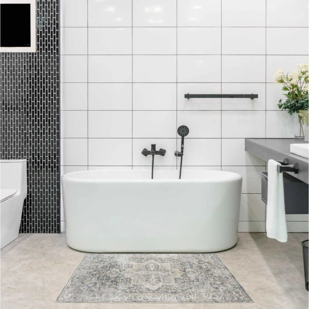 Nourison Home Astra ASW12 Rectangle Multicolor Machine Washable Rug - Power Loomed Persian Rug with Faded Gray-Blue Floral Design-