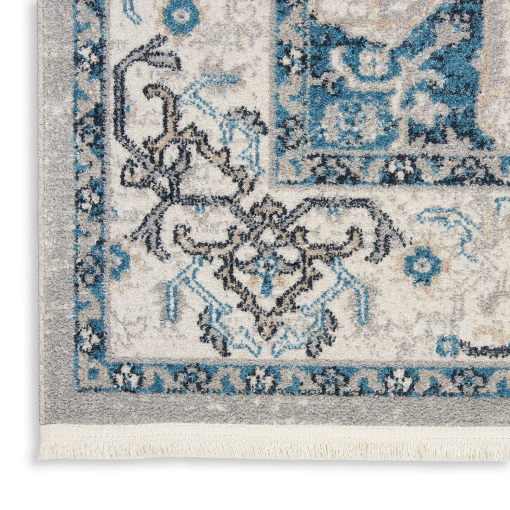Nourison Home Geneva GNV02 Multicolor Power Loomed Rectangle Area Rug - Vintage Style Indoor Rug with Gray &amp; Blue Palette