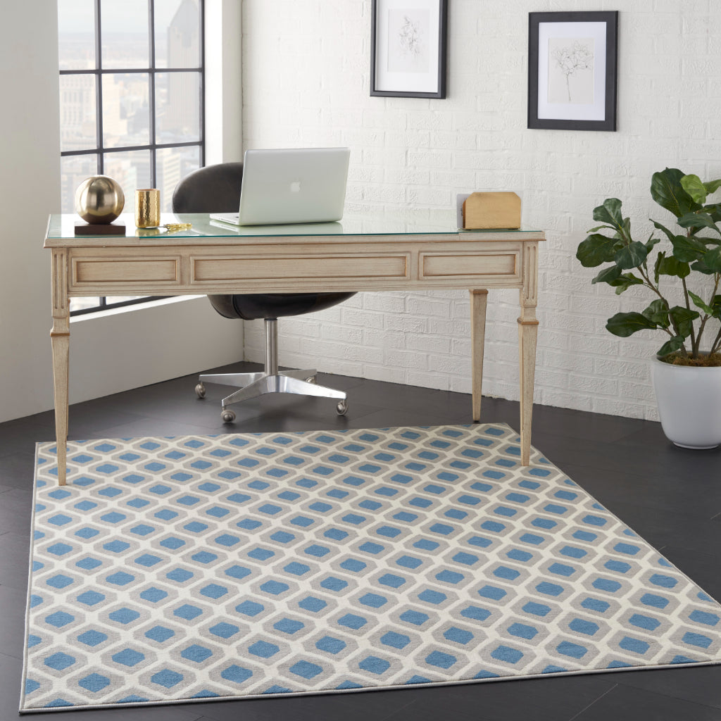 Nourison Home Grafix GRF22 Blue Rectangle Indoor Area Rug - Power Loomed Medium Pile Living Room Rug-