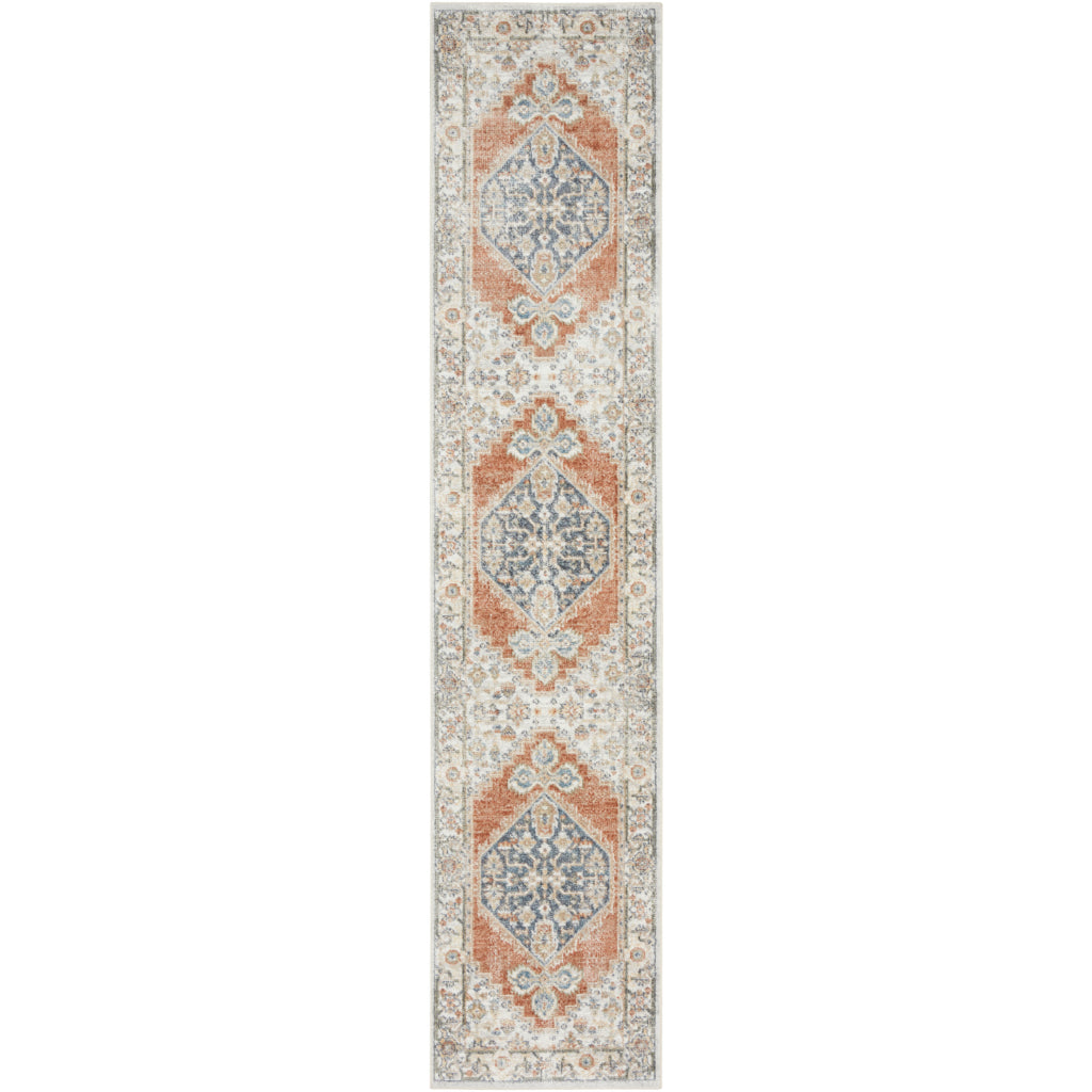 Nourison Home Astra ASW11 Multicolor Machine Washable Indoor Runner - Power Loomed Persian Runner with Faded Gray Medallion Pattern-