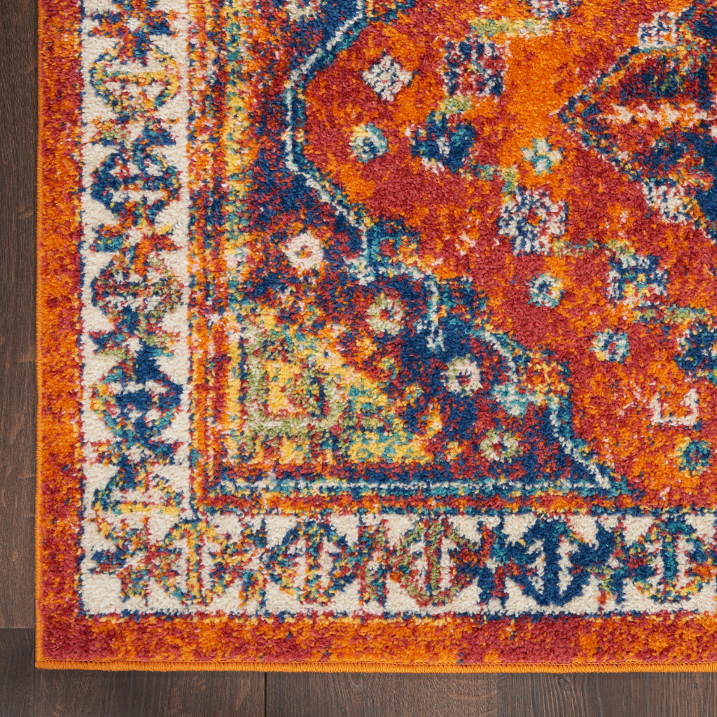 Nourison Home Allur ALR02 Power Loomed Multicolor Runner - Indoor Runner with Orange Tribal Pattern