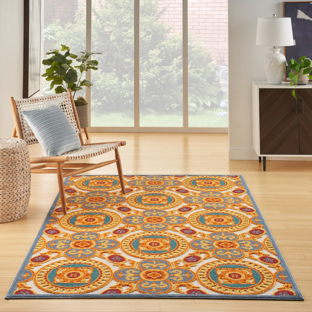 Nourison Home Aloha ALH30 Machine Made Multicolor Rectangle Area Rug - Stain Resistant Indoor/Outdoor Rug with Colorful Palette-