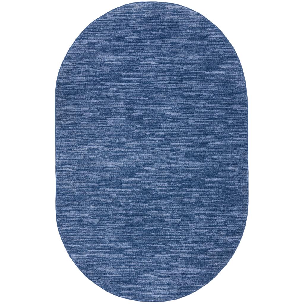 Nourison Home Nourison Essentials NRE01 Navy Blue Indoor/Outdoor Oval Area Rug - Outdoor Power Loomed Machine Made Low Pile