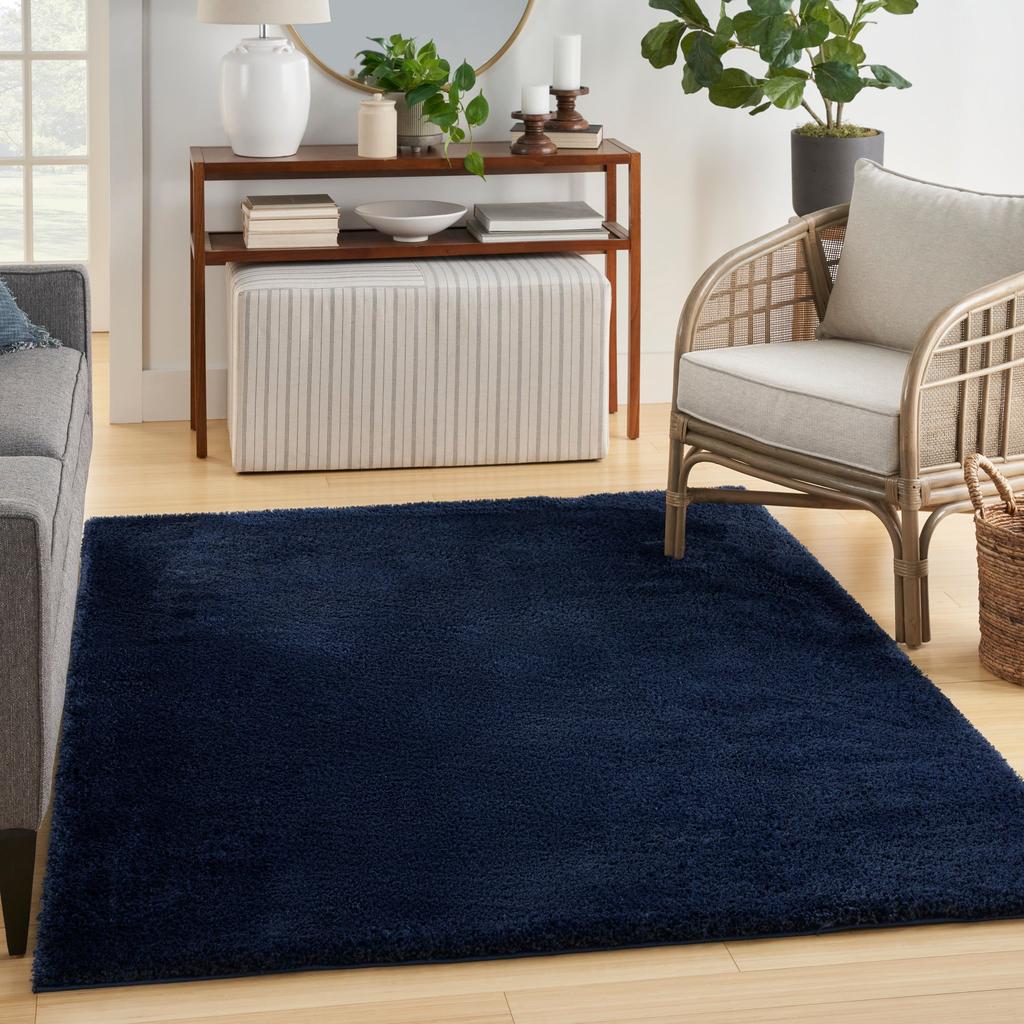 Nourison Home Pacific Shag PCS01 Navy Indoor Rectangle Area Rug - Shag Power Loomed Machine Made High Pile