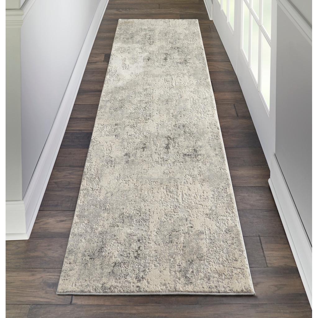 Nourison Home Rustic Textures RUS07 Grey Beige Indoor Runner - Modern Power Loomed Machine Made Medium Pile