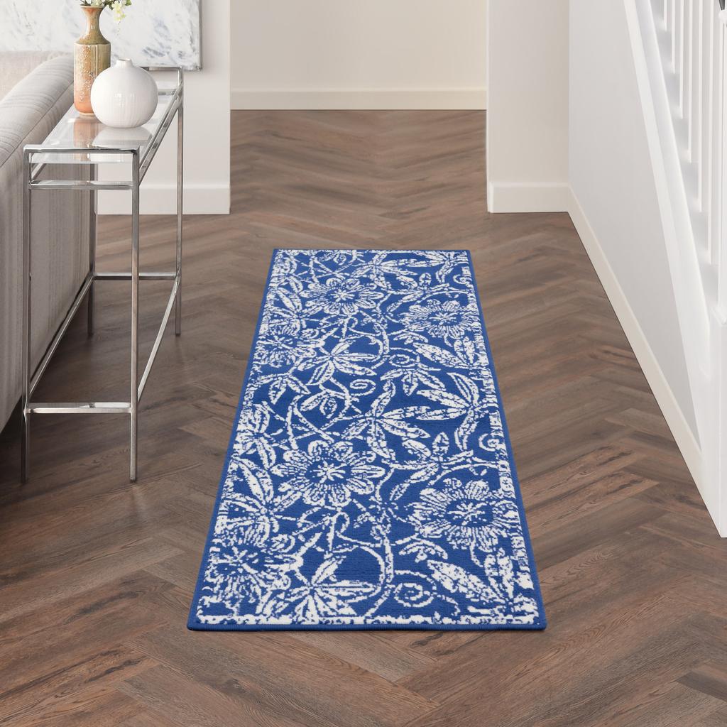 Nourison Home Whimsicle WHS05 Navy Indoor Runner - Farmhouse Power Loomed Machine Made Low Pile