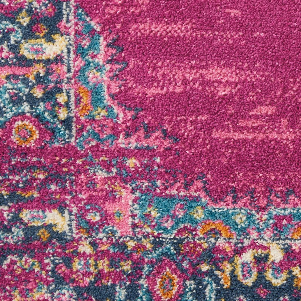 Nourison Home Passion PSN03 Pink Fuchsia Indoor Round Area Rug - Bohemian Power Loomed Machine Made Medium Pile