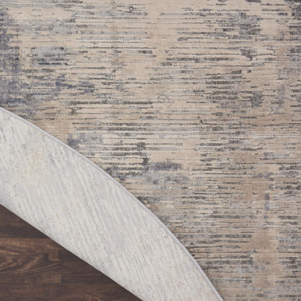 Nourison Home Rustic Textures RUS05 Beige and Grey Beige Grey Indoor Round Area Rug - Modern Power Loomed Machine Made Medium Pile