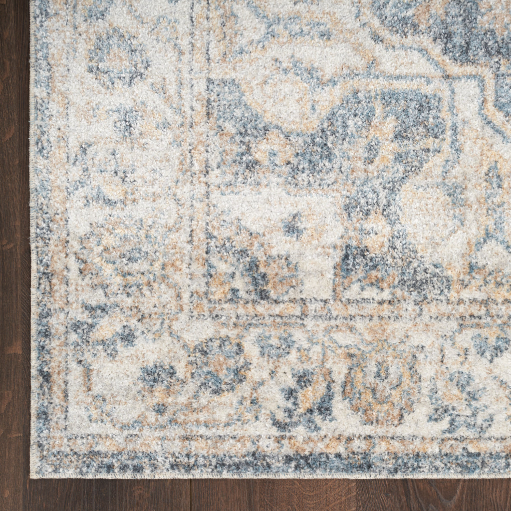Nourison Home Astra ASW12 Rectangle Multicolor Machine Washable Rug - Power Loomed Persian Rug with Faded Gray-Blue Floral Design-