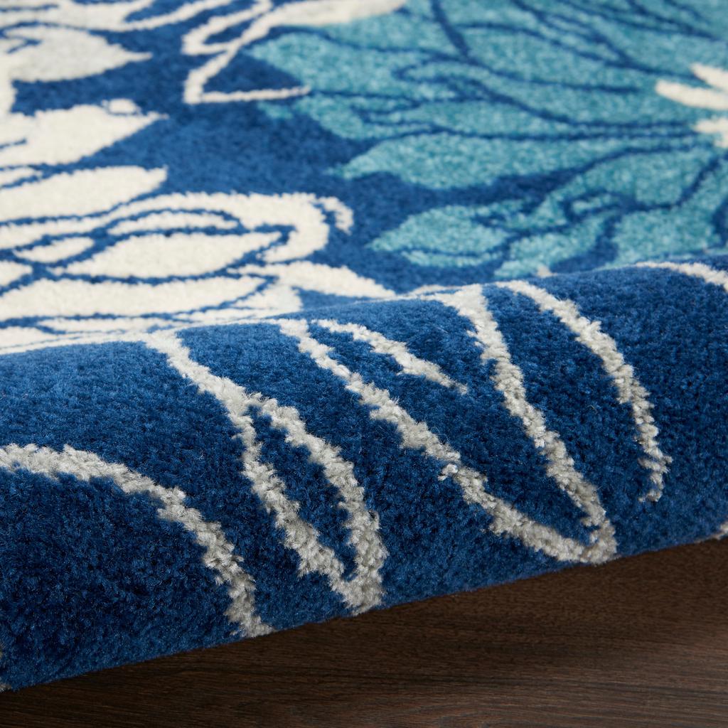 Nourison Home Passion PSN17 Navy Ivory Indoor Round Area Rug - Contemporary Power Loomed Machine Made Medium Pile