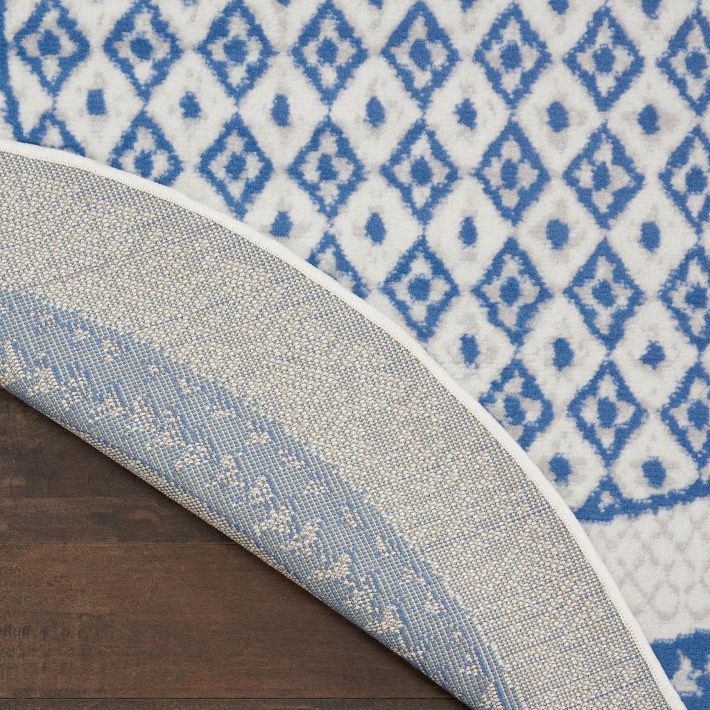 Nourison Home Whimsicle WHS13 Ivory Blue Indoor Round Area Rug - Farmhouse Power Loomed Machine Made Low Pile