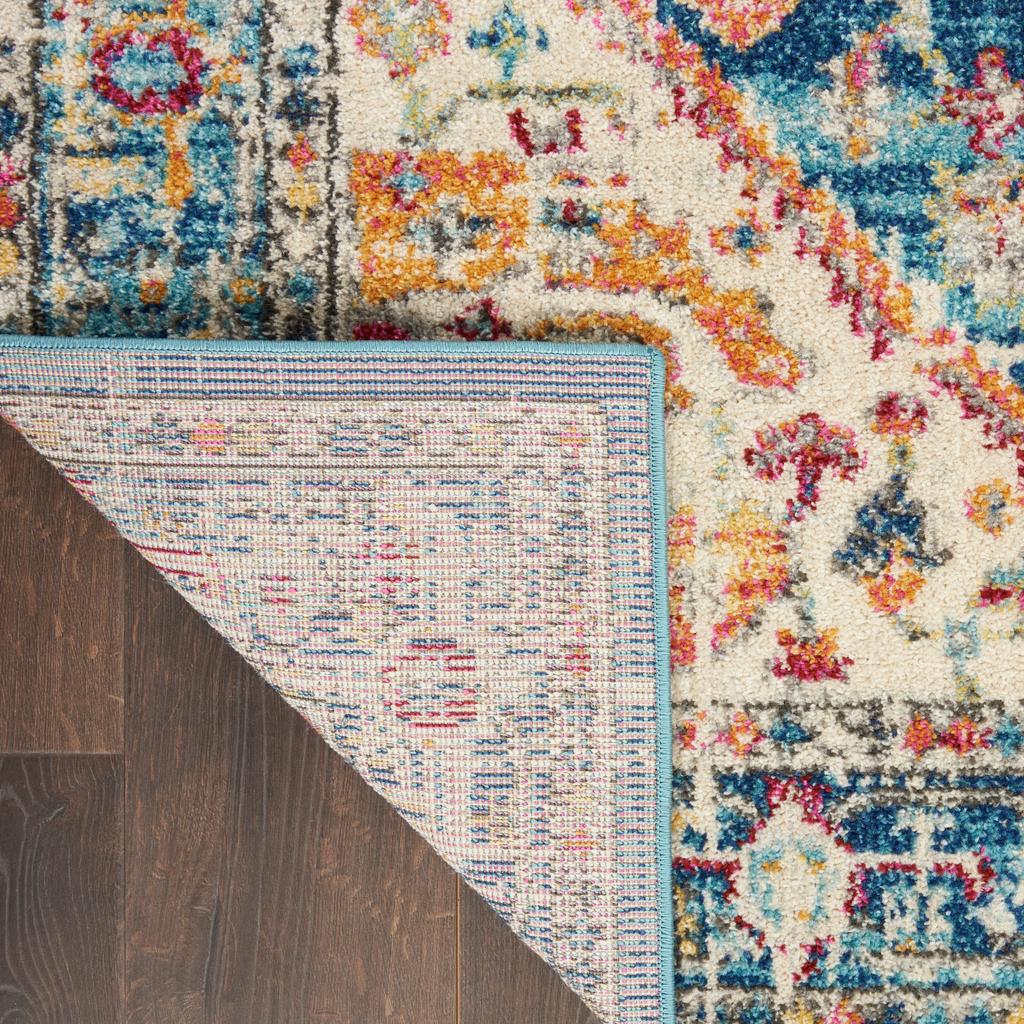 Nourison Home Passion PSN23 Ivory Light Blue Indoor Runner - Bohemian Power Loomed Machine Made Medium Pile
