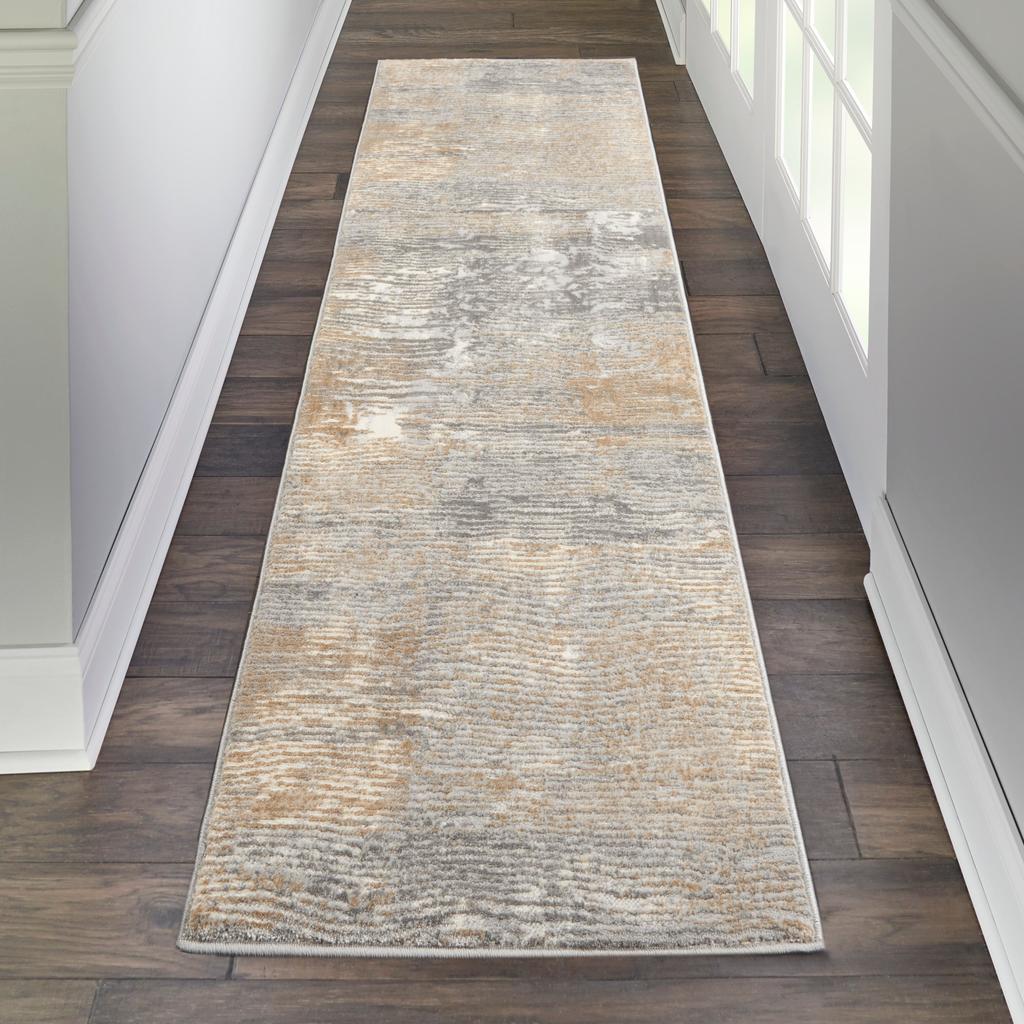 Nourison Home Solace SLA01 Grey Beige Indoor Runner - Modern Power Loomed Machine Made Low Pile