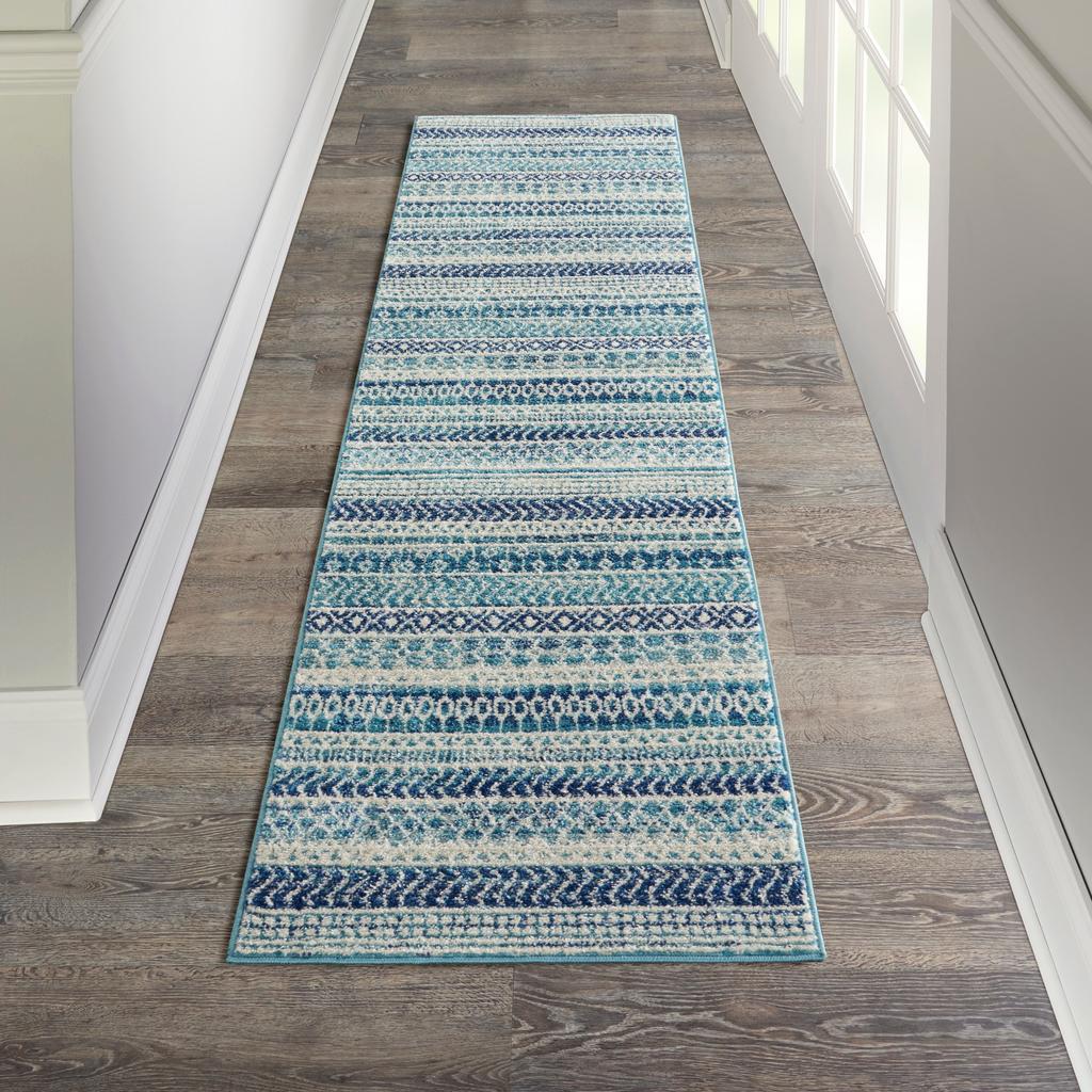 Nourison Home Passion PSN26 Navy Blue Indoor Runner - Bohemian Power Loomed Machine Made Medium Pile