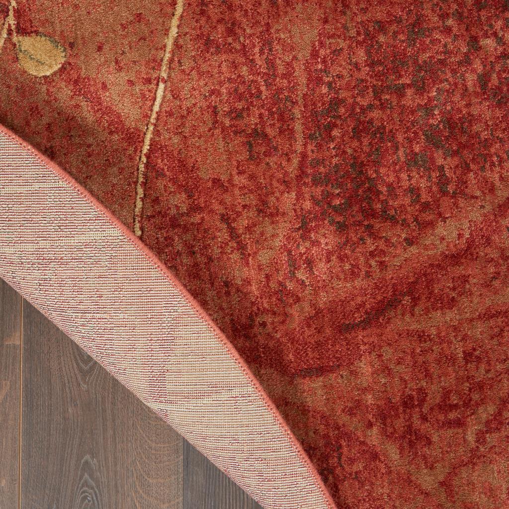 Nourison Home Somerset ST74 Red Flame Indoor Round Area Rug - Rustic Power Loomed Machine Made Medium Pile
