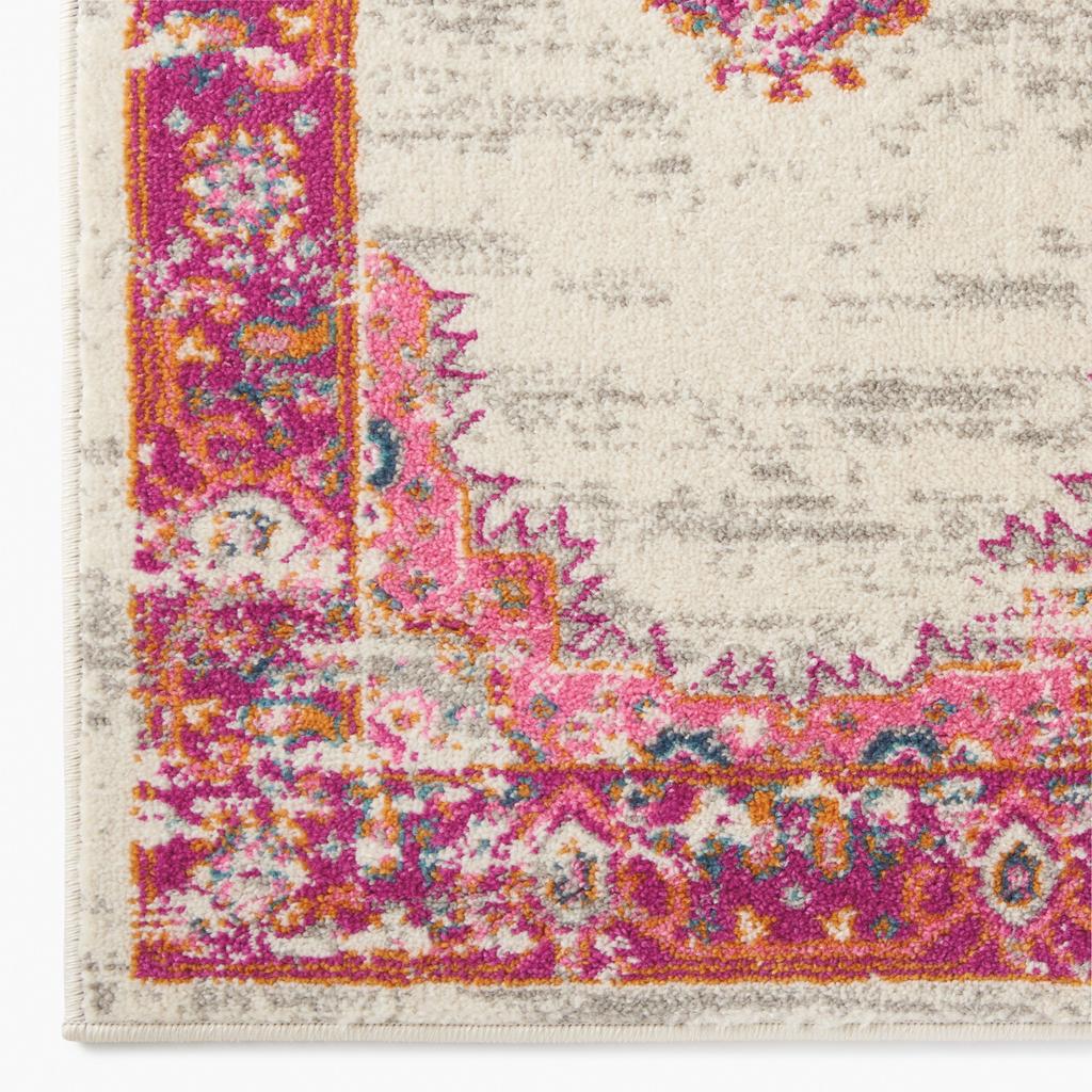 Nourison Home Passion PSN03 Pink and White Ivory/Fuchsia Indoor Runner - Bohemian Power Loomed Machine Made Medium Pile