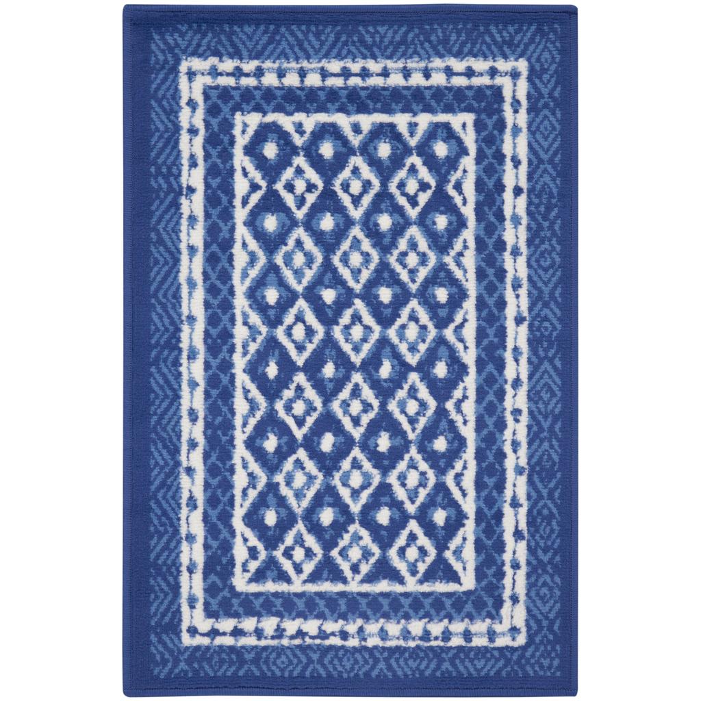 Nourison Home Whimsicle WHS13 Navy Indoor Rectangle Area Rug - Farmhouse Power Loomed Machine Made Low Pile