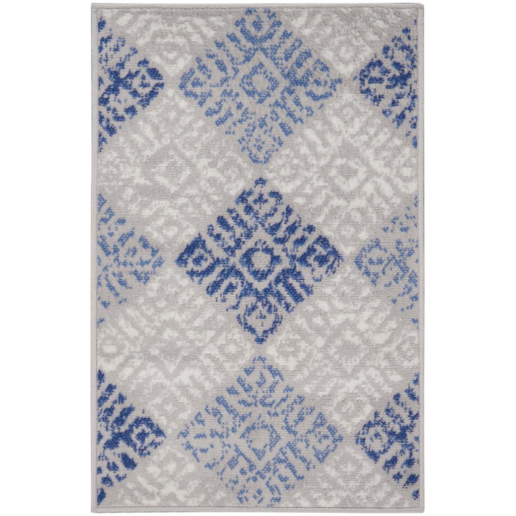Nourison Home Whimsicle WHS18 Grey Blue Indoor Rectangle Area Rug - Bohemian Power Loomed Machine Made Low Pile