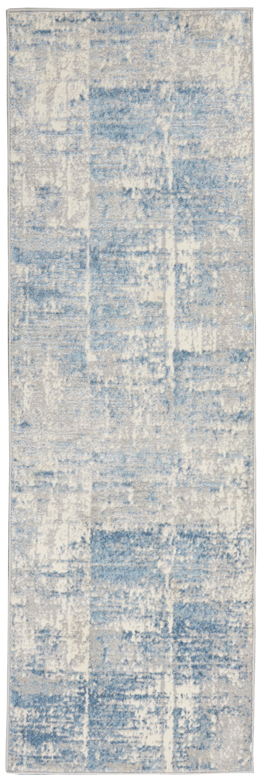 Nourison Home Solace SLA02 Ivory Grey Blue Ivory/Grey/Blue Indoor Runner - Modern Power Loomed Machine Made Low Pile