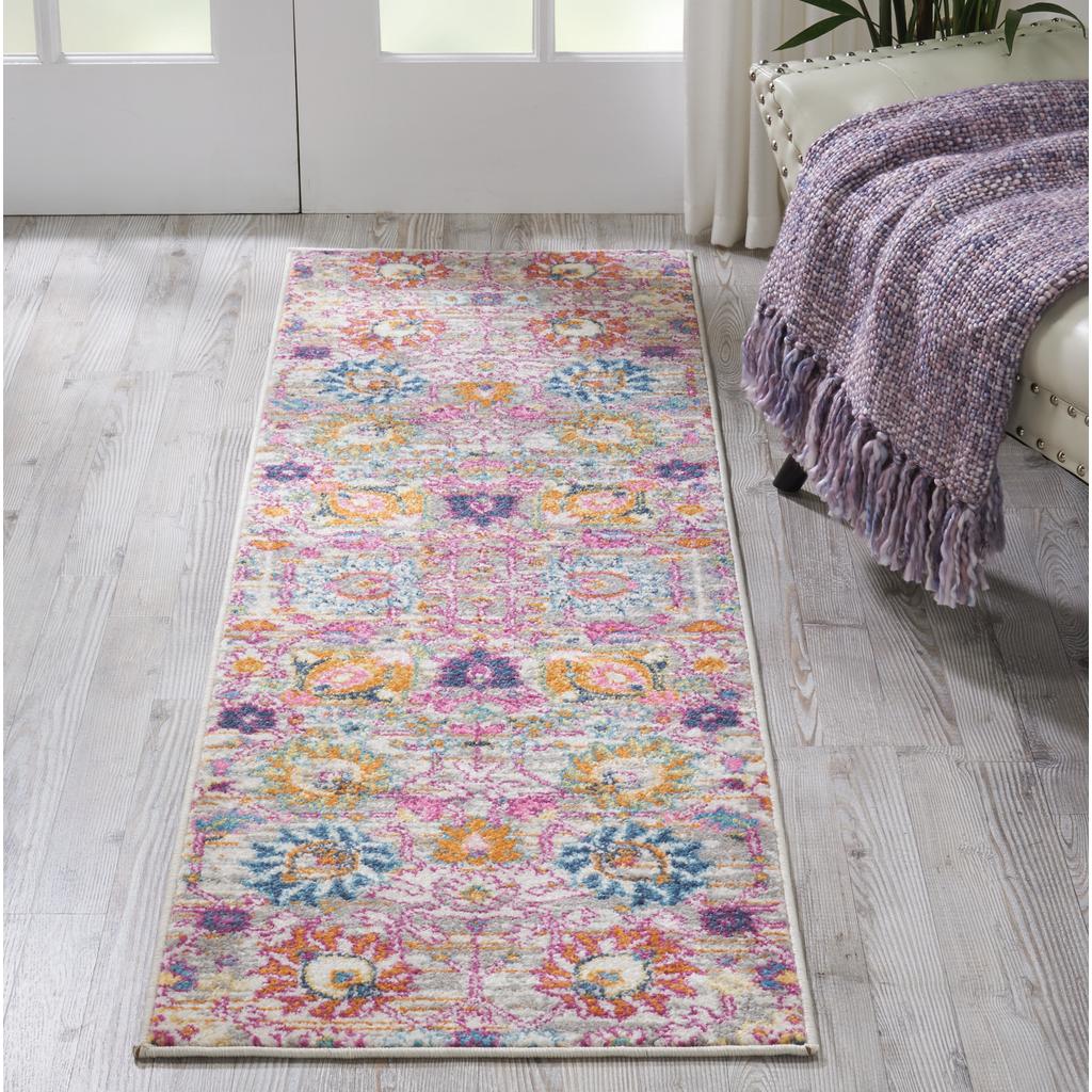 Nourison Home Passion PSN01 Pink and Grey Silver Indoor Runner - Bohemian Power Loomed Machine Made Medium Pile