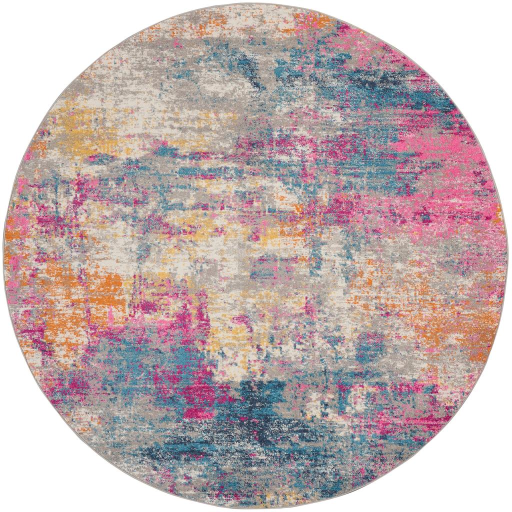 Nourison Home Passion PSN36 Ivory Multicolor Indoor Round Area Rug - Modern Power Loomed Machine Made Medium Pile