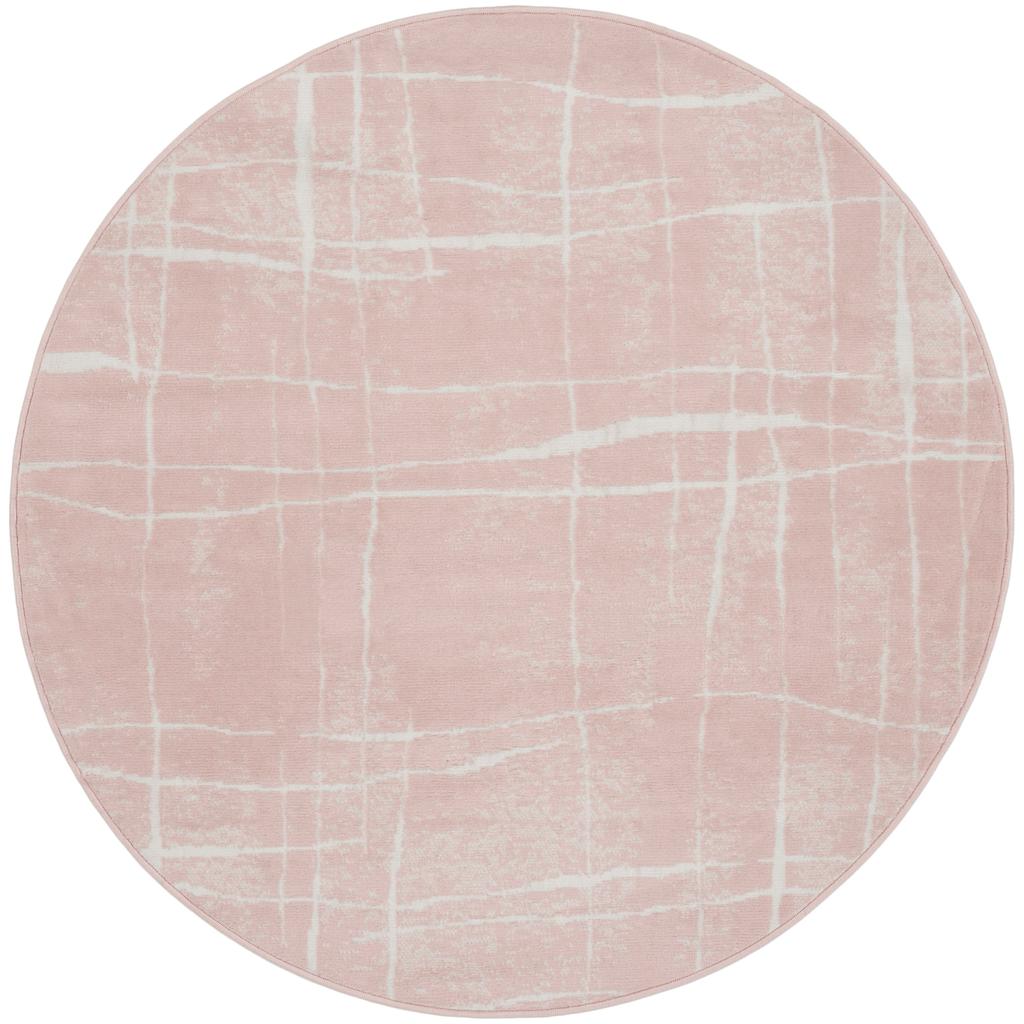 Nourison Home Whimsicle WHS09 Pink Ivory Indoor Round Area Rug - Modern Power Loomed Machine Made Low Pile