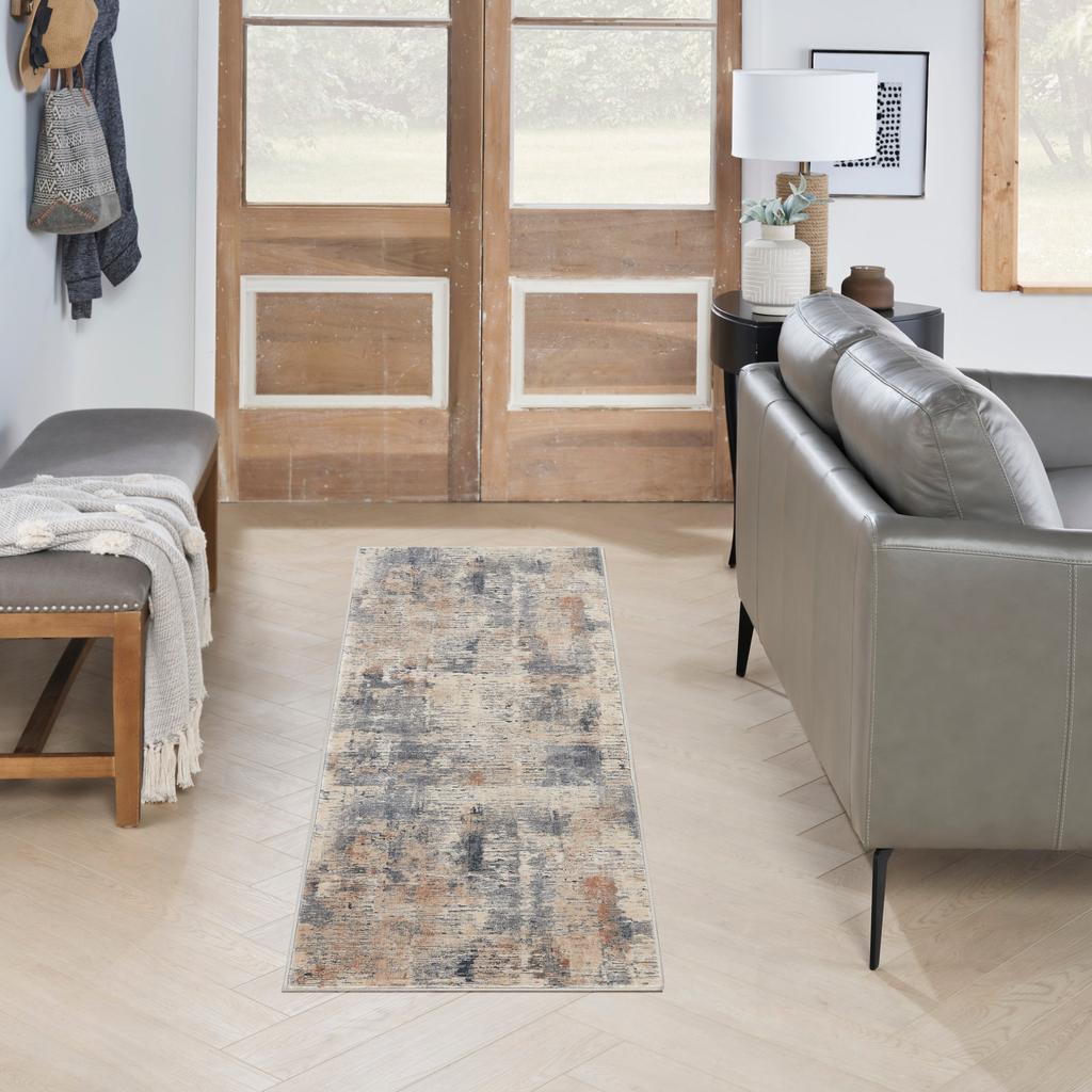 Nourison Home Rustic Textures RUS05 Beige Grey Indoor Runner - Modern Power Loomed Machine Made Medium Pile