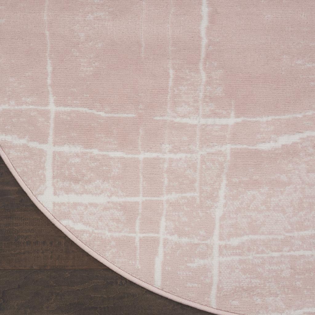 Nourison Home Whimsicle WHS09 Pink Ivory Indoor Round Area Rug - Modern Power Loomed Machine Made Low Pile
