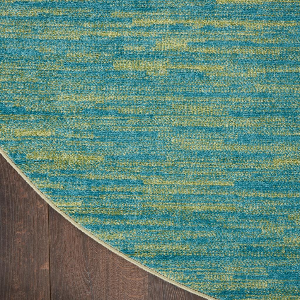 Nourison Home Nourison Essentials NRE01 Blue Green Indoor/Outdoor Round Area Rug - Outdoor Power Loomed Machine Made Low Pile