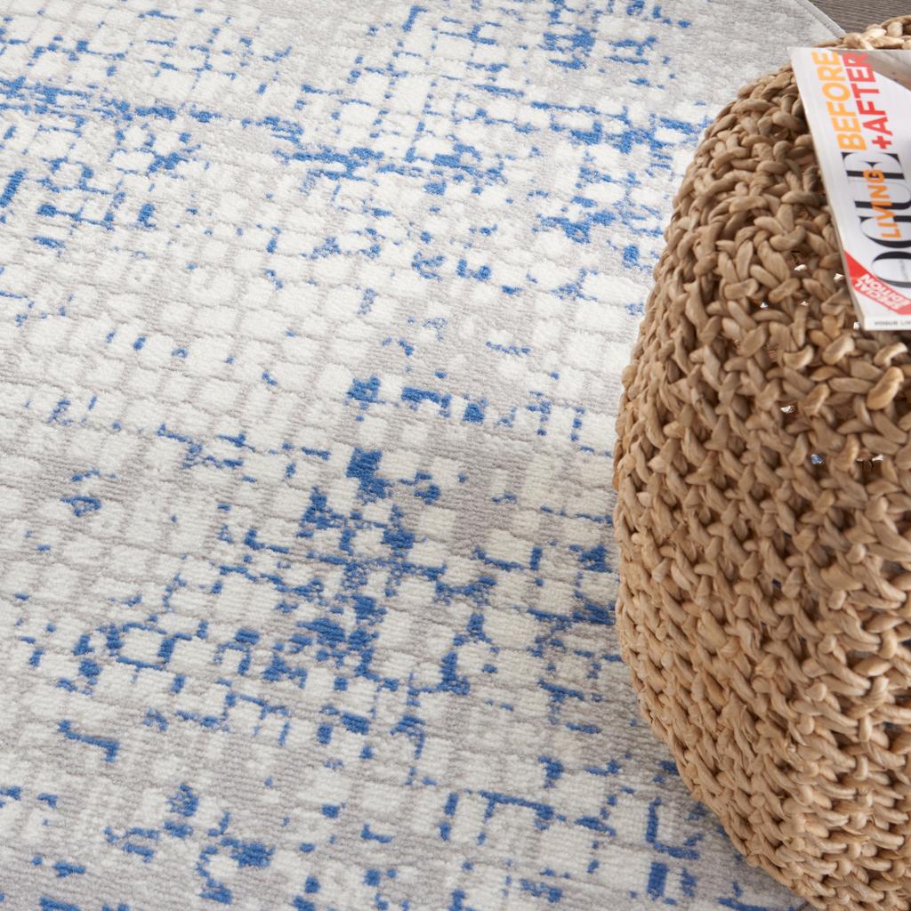 Nourison Home Whimsicle WHS07 Grey Blue Indoor Round Area Rug - Modern Power Loomed Machine Made Low Pile