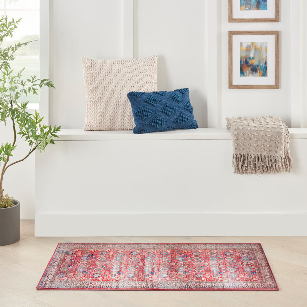 Nourison Home Fulton FUL09 Multicolor Indoor Rectangle Area Rug - Vintage Style Flatweave Low Pile Rug with Shades of Red