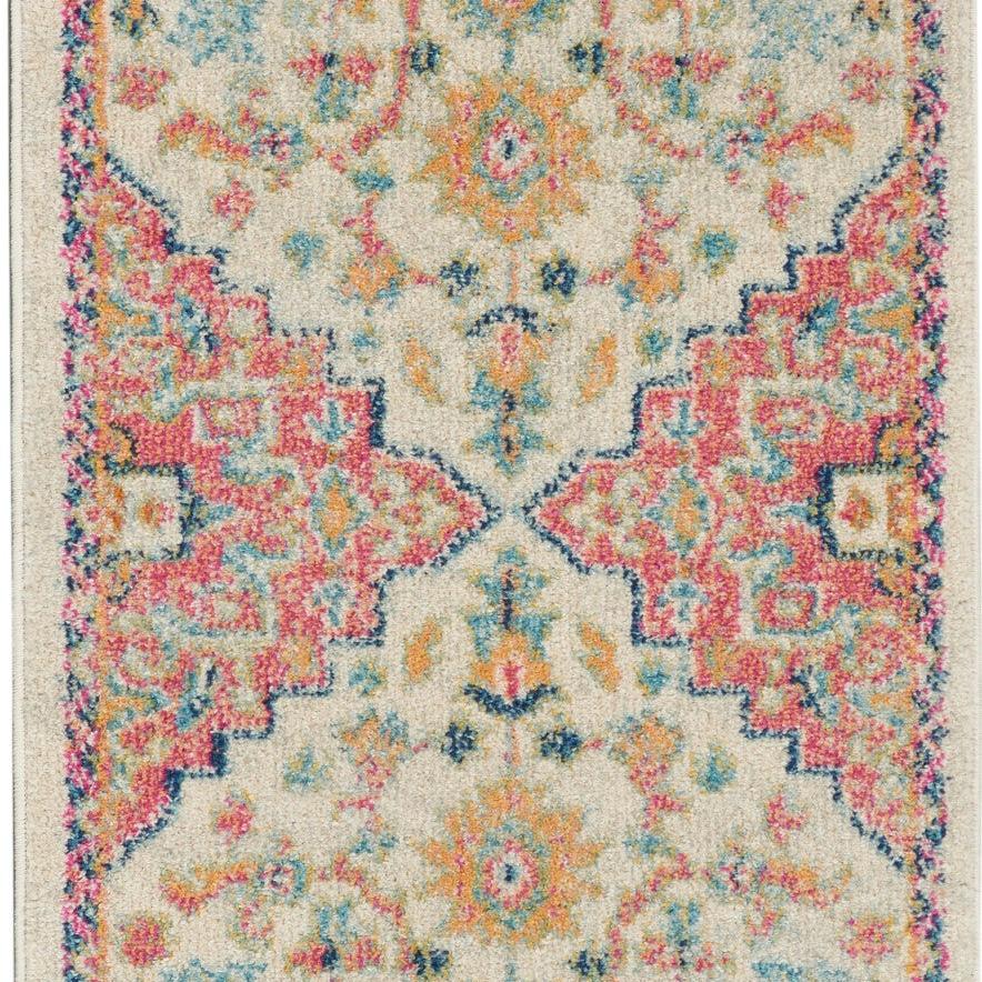 Nourison Home Passion PSN25 Ivory Pink Indoor Runner - Bohemian Power Loomed Machine Made Medium Pile