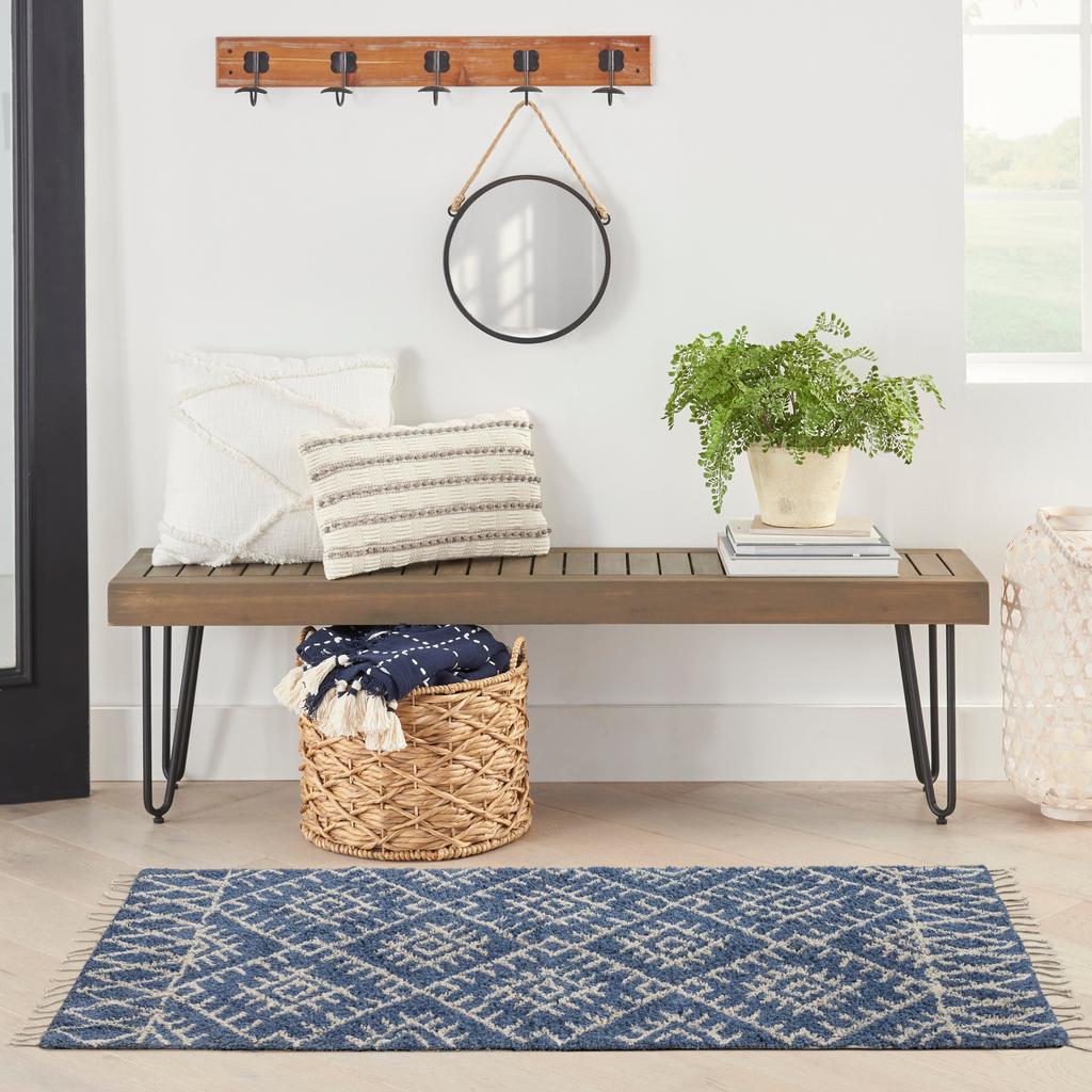 Nourison Home Native Art NTV12 Navy Indoor Runner - Bohemian Hand Tufted Handmade Medium Pile