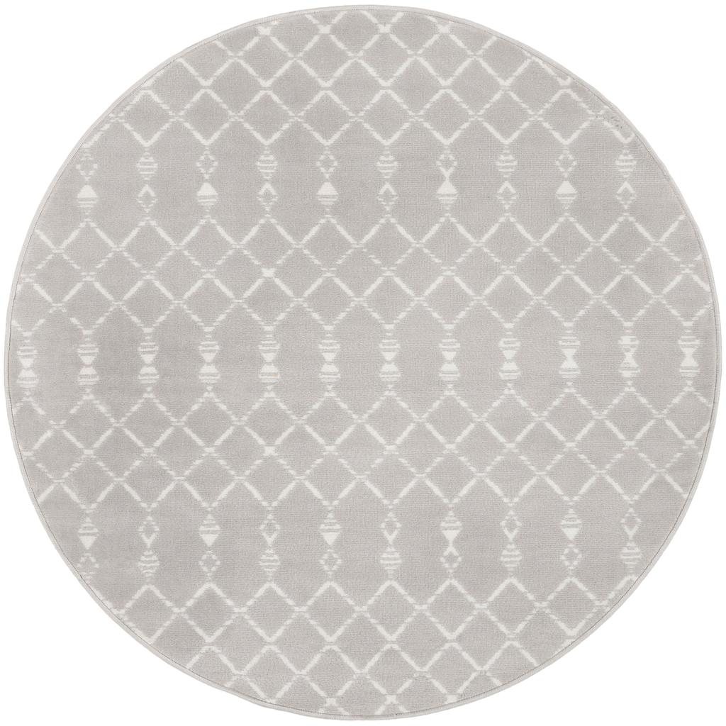 Nourison Home Whimsicle WHS02 Grey Indoor Round Area Rug - Bohemian Power Loomed Machine Made Low Pile