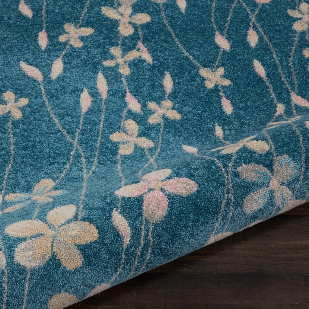 Nourison Home Tranquil TRA04 Turquoise Blue Turquoise Indoor Round Area Rug - Contemporary Power Loomed Machine Made Medium Pile