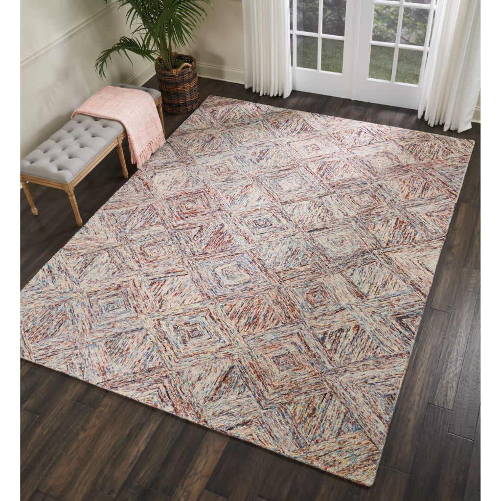 Nourison Home Linked LNK01 Multicolor Rectangle Indoor Area Rug - Hand Tufted Rug Made of 100% Wool