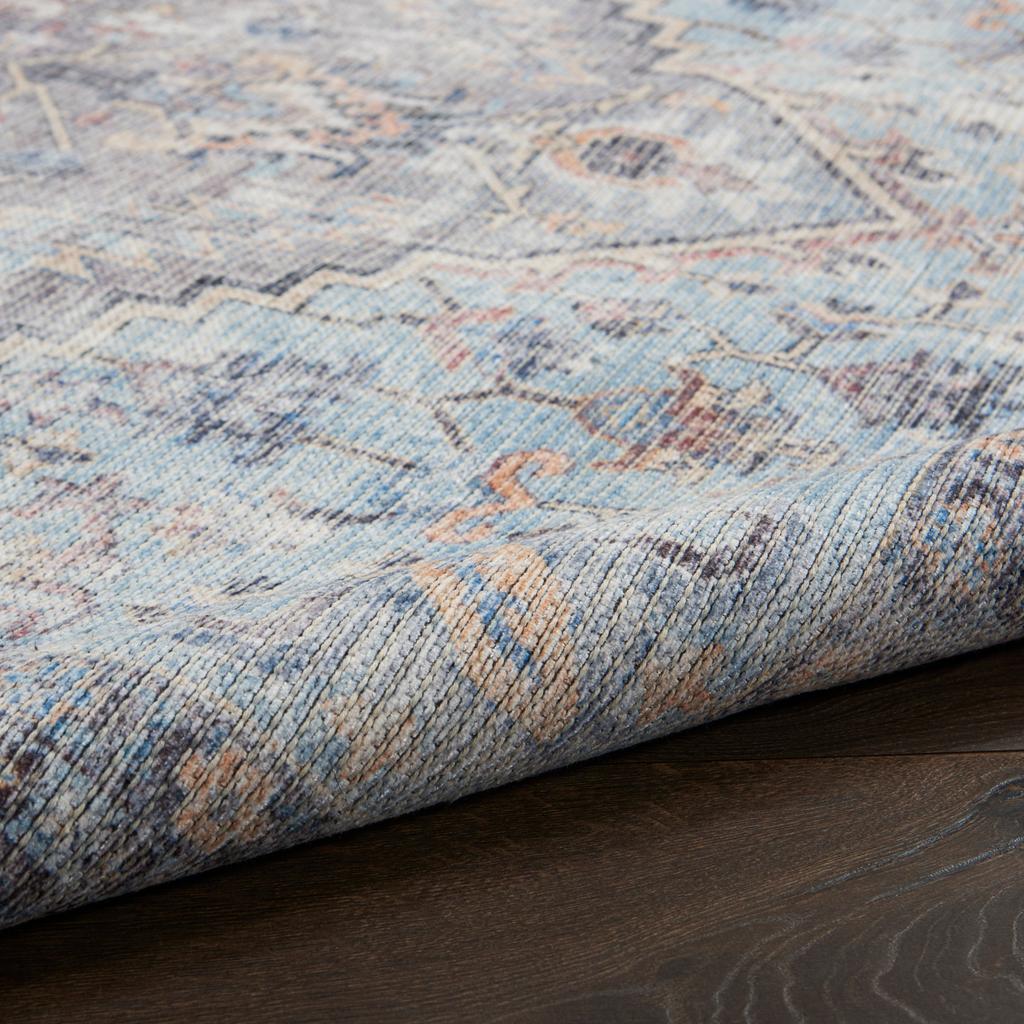 Nourison Home New Concept Washables SR104 Light Grey Blue Indoor Runner - Vintage Machine Woven Machine Made Low Pile