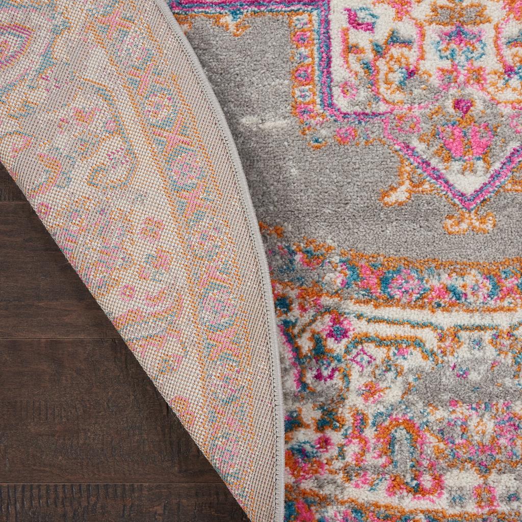 Nourison Home Passion PSN03 Grey Indoor Round Area Rug - Bohemian Power Loomed Machine Made Medium Pile