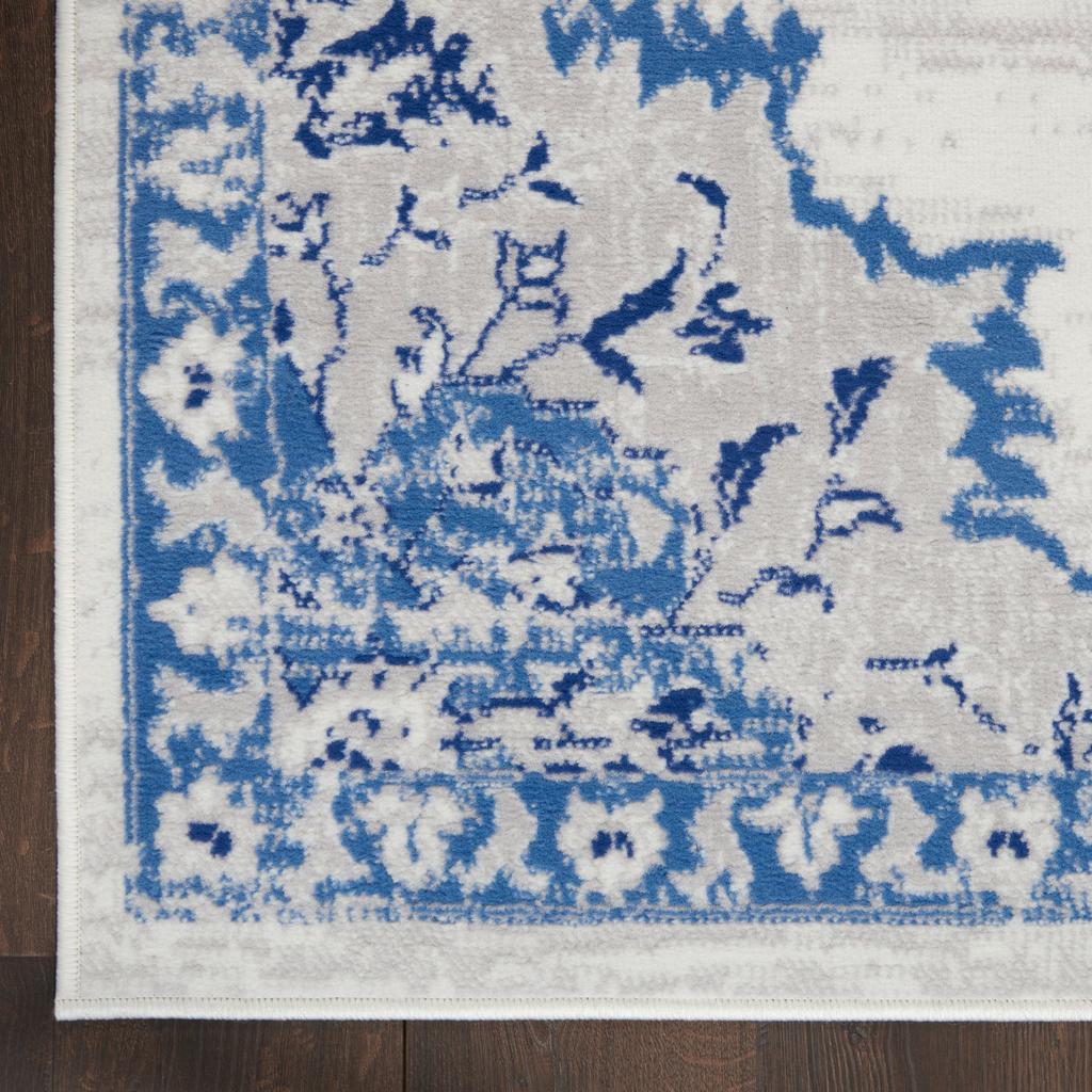 Nourison Home Whimsicle WHS14 Ivory Blue Indoor Runner - Bohemian Power Loomed Machine Made Low Pile