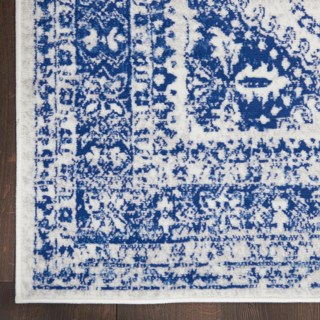 Nourison Home Whimsicle WHS15 Ivory Navy Indoor Rectangle Area Rug - Farmhouse Power Loomed Machine Made Low Pile