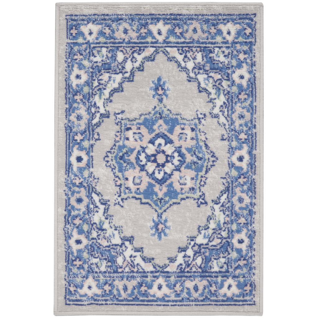 Nourison Home Whimsicle WHS03 Grey Blue Indoor Rectangle Area Rug - Farmhouse Power Loomed Machine Made Low Pile