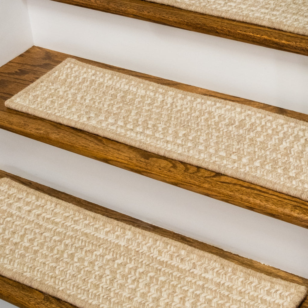 Colonial Mills Natural Woven Tweed Beige Indoor Stair Tread - Stylish Reversible Stair Tread Made of Wool